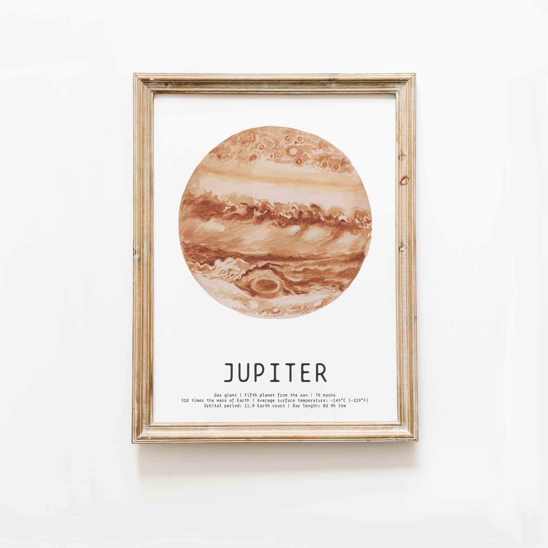 Planet Jupiter Watercolor Art Print | Solar System Prints