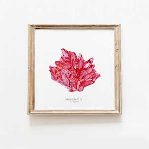 Rhodochrosit Aquarellmalerei | Montessori pädagogisch wertvolle Wandkunst | Schuldekor | Montessori lernen | Wandkunst Geschenke