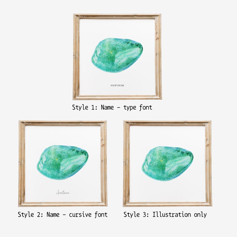 Tumbled Aventurine Quartz print hand-painted fine art print green wall decor nursery wall art kids room decor watercolour gemstone image 9