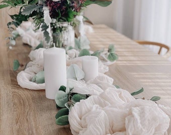 Ivory Cream Cheesecloth Table Runner