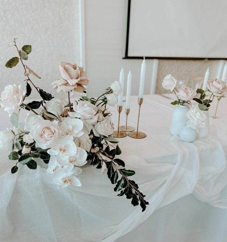 White Cheesecloth Table Runner image 5