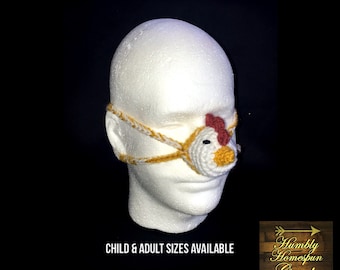 White Chicken Nose Warmer ~ Nose Mask ~ Child & Adult/Teen Sizes Unisex ~ HANDMADE Crochet Amigurumi