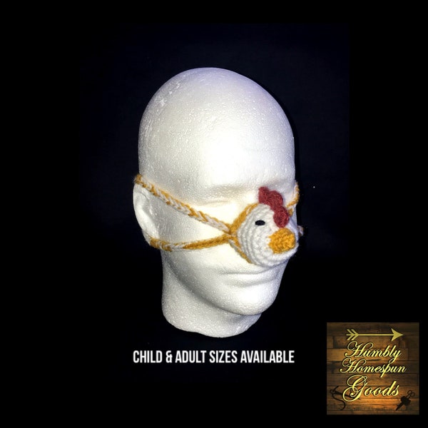 White Chicken Nose Warmer ~ Nose Mask ~ Child & Adult/Teen Sizes Unisex ~ HANDMADE Crochet Amigurumi