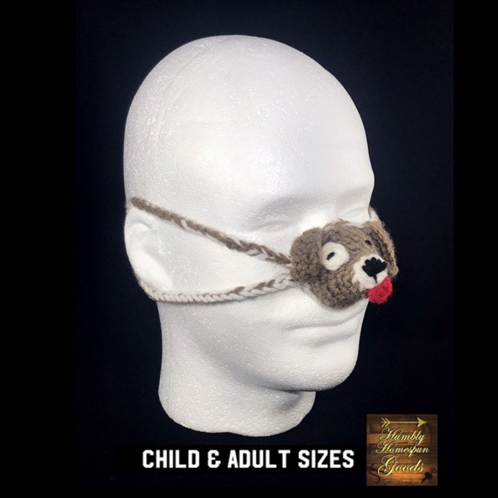 Puppy Dog Nose Warmer Nose Mask Child & Adult Sizes HANDMADE Crochet