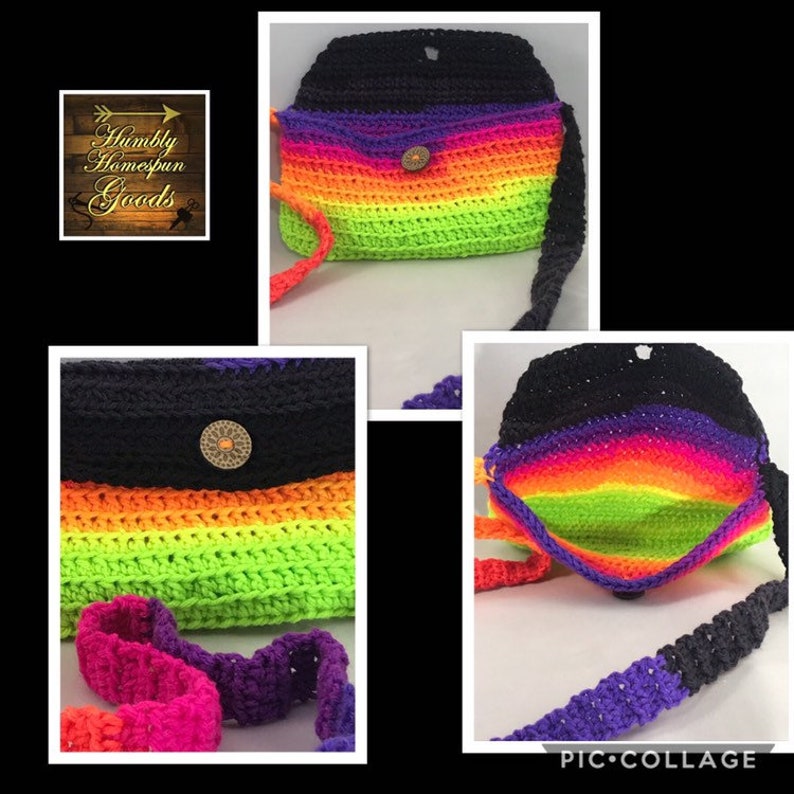 RTS Colorful Neon Rainbow Shoulder Bag Purse with Decorative Etsy