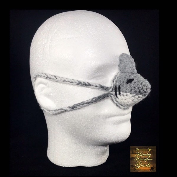 Great White Shark Nose Warmer ~ Nose Cover ~ Child & Adult/Teen Sizes ~ HANDMADE Crochet  Photo Prop Costume Accessory Mask