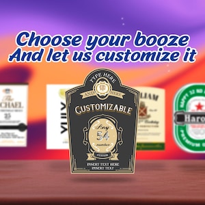 Whiskey cake topper, edible image with personalized brand, Custom 50th birthday gift, 20 sizes