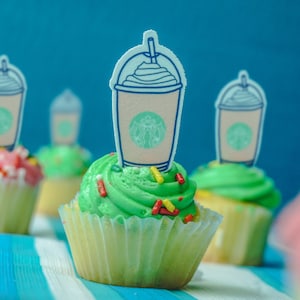 Edible Cupcake decoration - VSCO girl theme - Cupcake topper- sksksk- Starbucks sprinkles - Vans