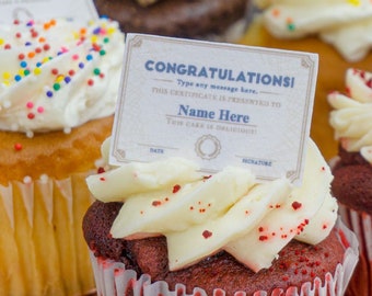 15 Edible diploma cupcake topper. Edible award cupcake decoration, decoration for treats Congrats Grad