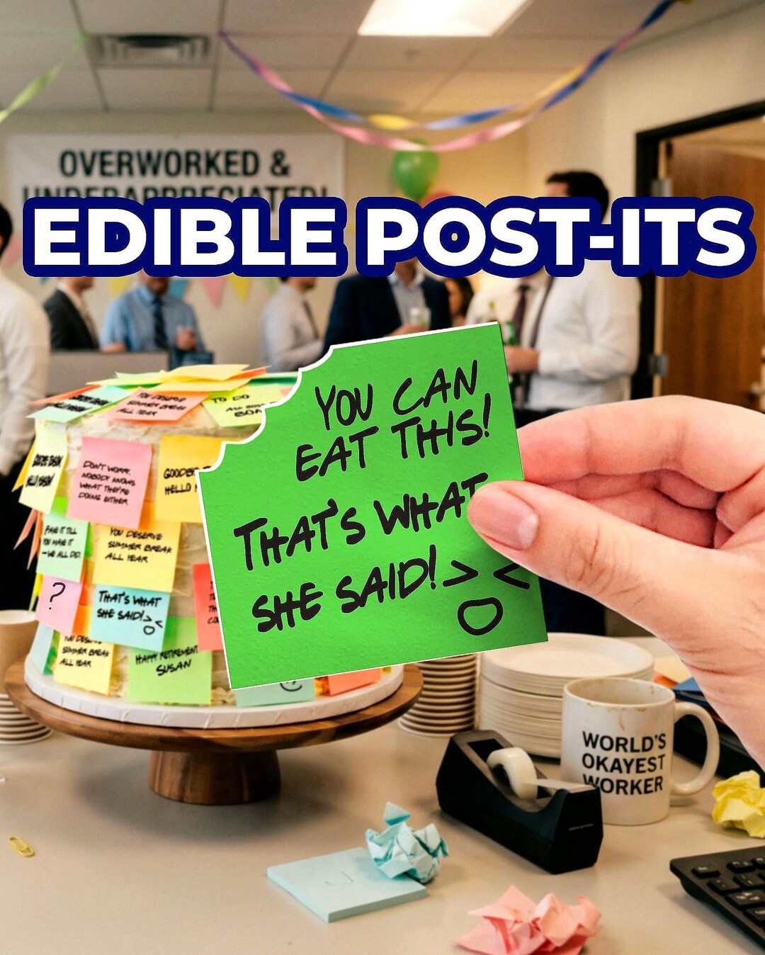 Edible Post It Notes Cake Topper, Funny Office Party Decoration ...