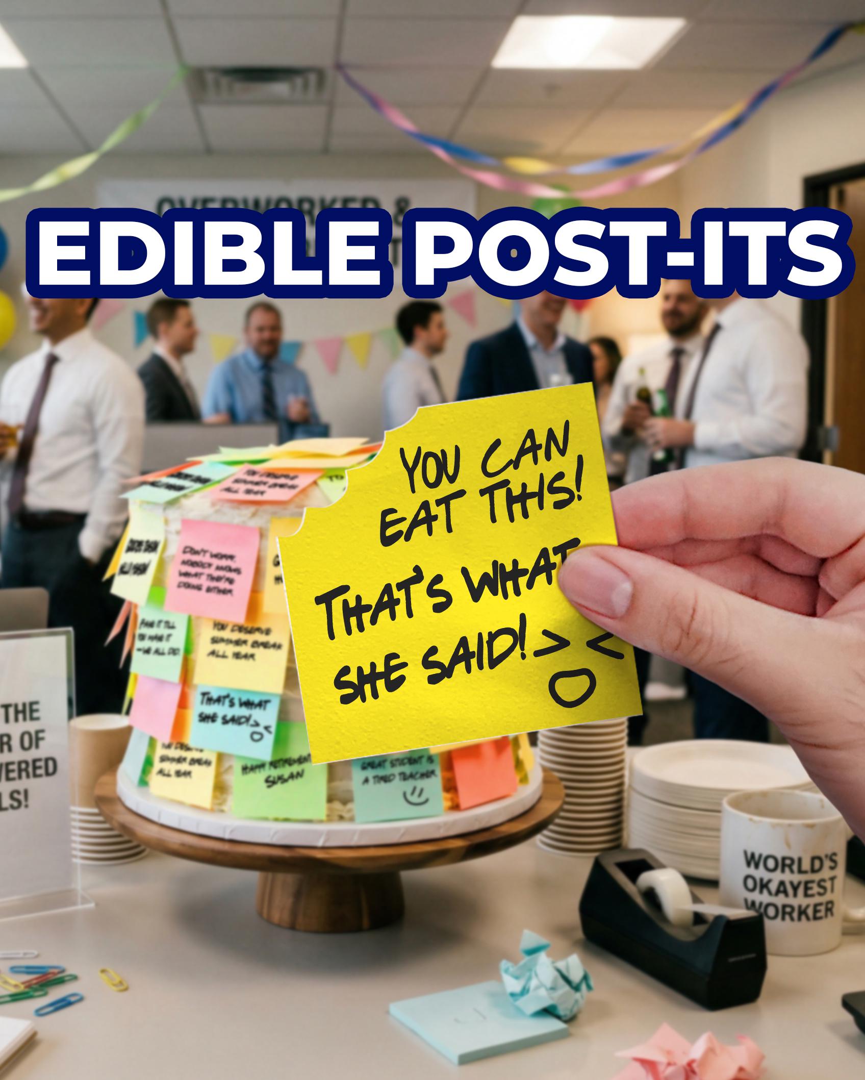 Edible Post It Notes Cake Topper, Funny Office Party Decoration ...