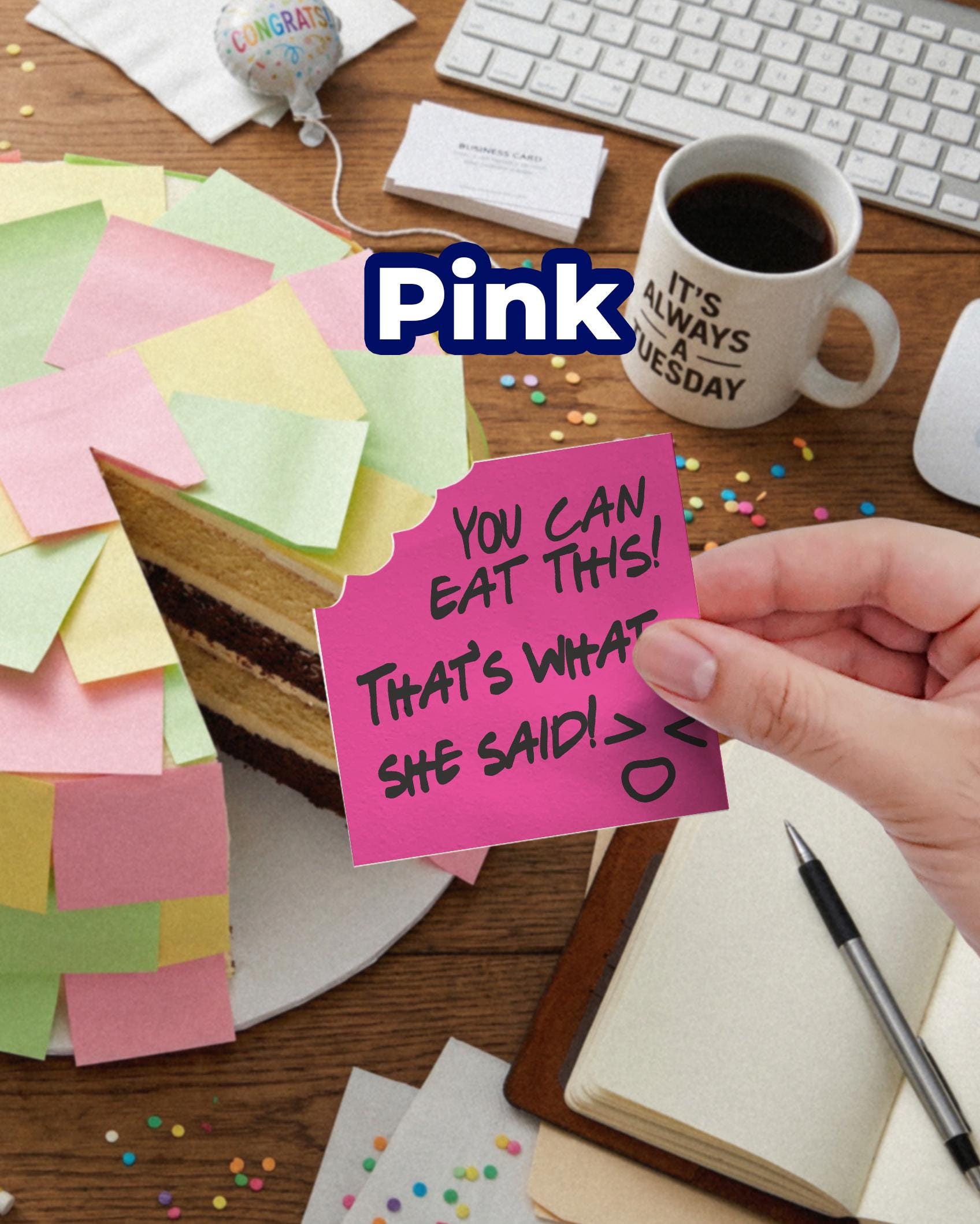 Edible Post It Notes Cake Topper, Funny Office Party Decoration ...