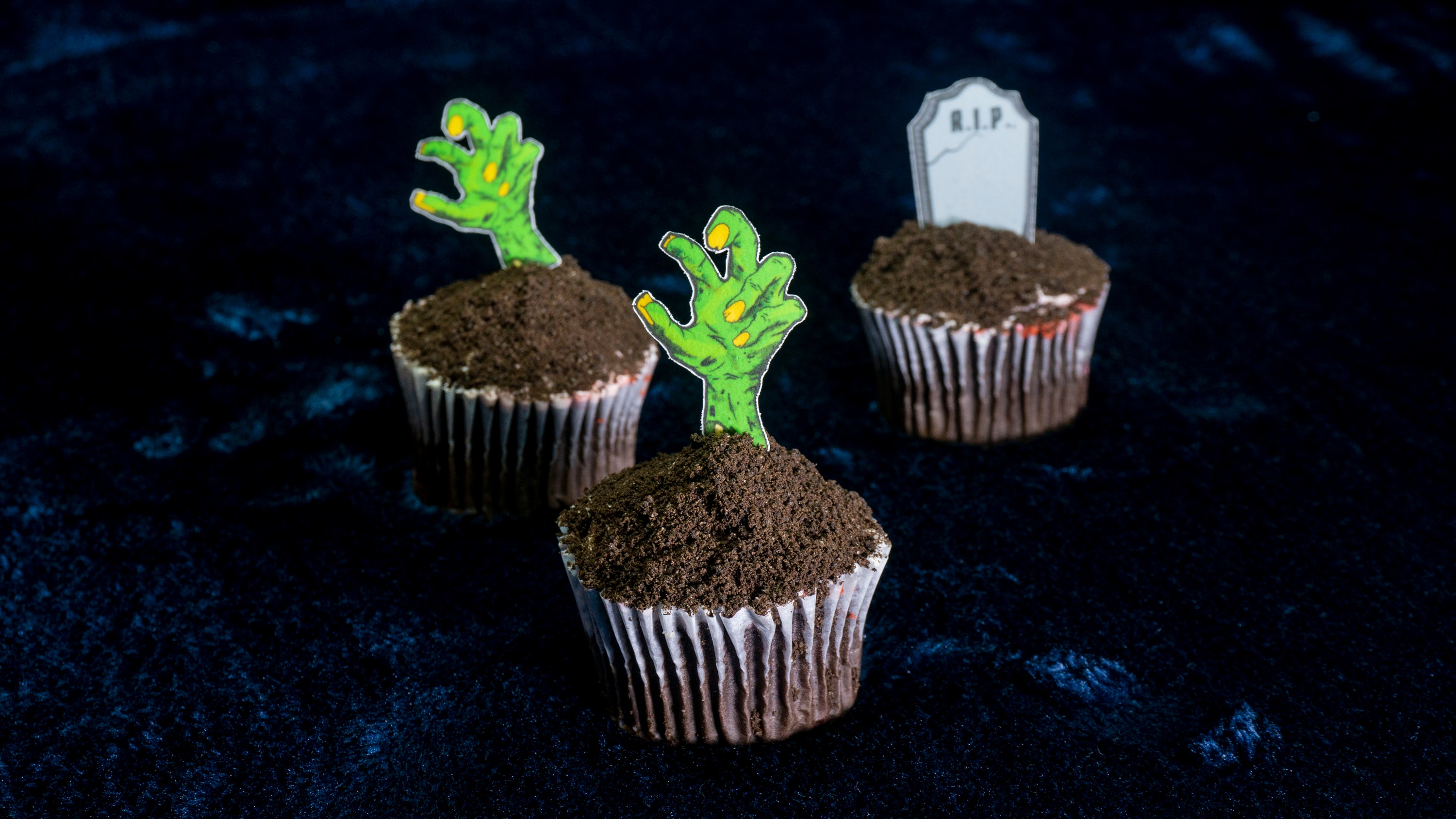 Whaline 37-Piece Halloween Cupcake Topper Set - Zombie Hand, Tombstone & Tree Scary Party Decorations