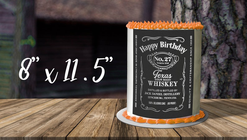 Jack Daniels cake topper Whiskey edible label Custom Etsy