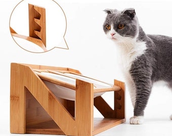 INCLUDES Stainless Steel Bowls Cat Bowl and Free Name Engraving Feeding Station For Cats Pet Feeding Station Fast Shipping !
