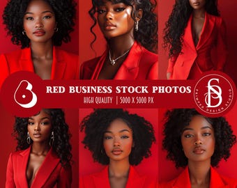 Fotos de stock de mujeres de negocios profesionales / Descarga digital / 5000x5000px / Descarga instantánea / Trajes de negocios rojos / Mujeres negras