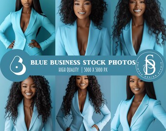 Fotos profesionales de mujeres negras: Trajes de negocios azul claro (descarga digital)