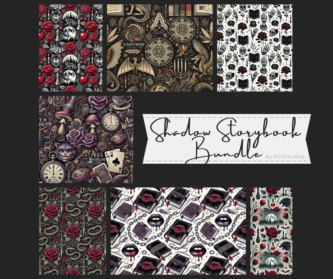 Fantasy Tileable Pattern Gothic Fantasy Seamless Patterns: Dark Fairytale Backgrounds (7 Pattern ...