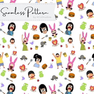 Fandom Seamless Pattern: Belcher Kids Cartoon Design (Digital Download)