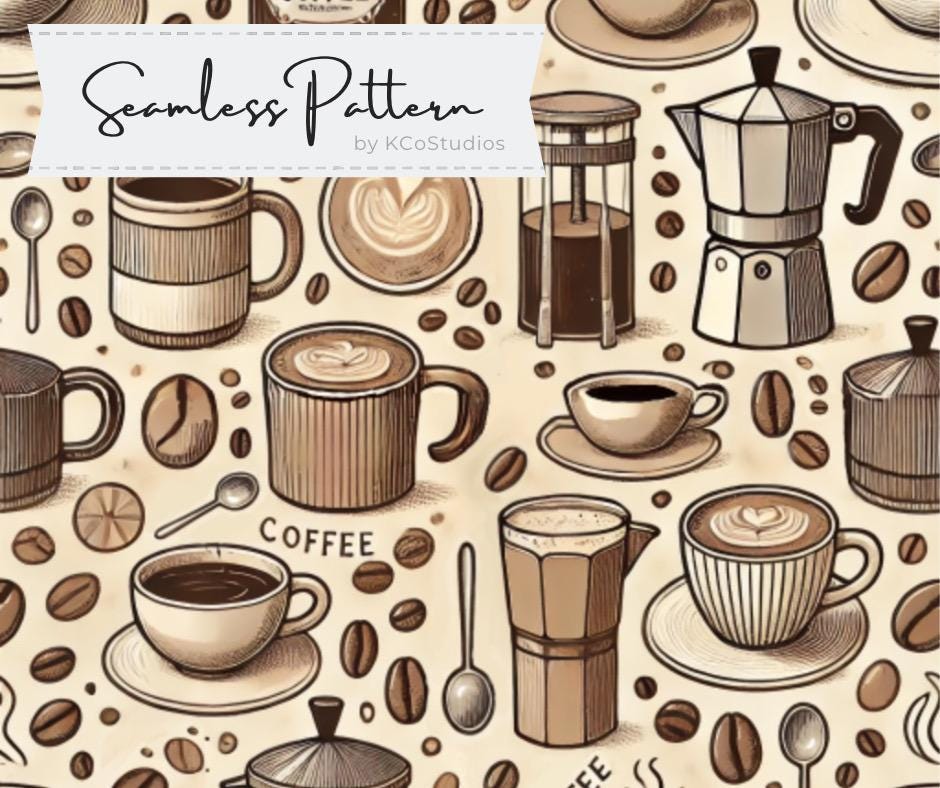 Coffee Seamless Pattern | Vintage Café Latte & Espresso Digital Paper ...