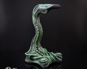 32 cm, Collosum, grün, Grumpy Goose Kopfhörerständer, Originaldesign, 3D gedruckte Edition, handgemalt,