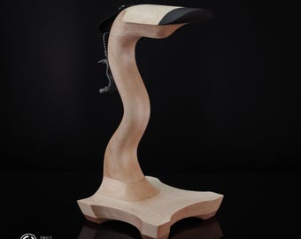 Acero riccio duro, squadrato, n. 2, Grumpy Goose fatto a mano, supporto per cuffie in legno