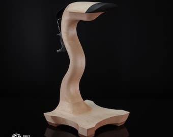Acero riccio duro, squadrato, n. 3, Grumpy Goose fatto a mano, supporto per cuffie in legno