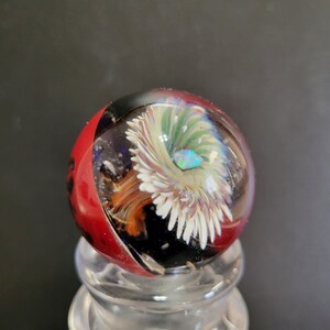 1.6" Flower Implosion Marble with Opal – Chrysanthemum Bloom in Glass