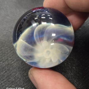 1.75" Silver Fumed Implosion Marble – Ghost Flower with UV Reactive Swirl