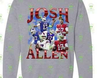 Josh Allen, Billz Mania, Buffalo,  Crew Sweater, GOAT, Super Bowl, Football, Tee Shirt, 90s