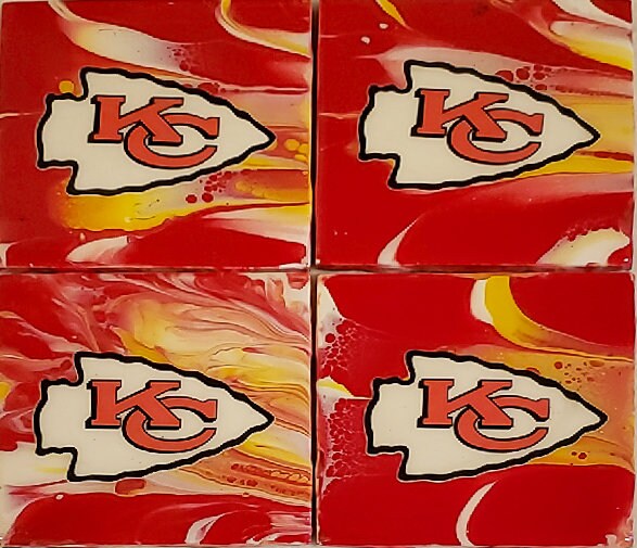 Coasters Acrylic Pour Paint on Ceramic Tile Coated With Bar Etsy