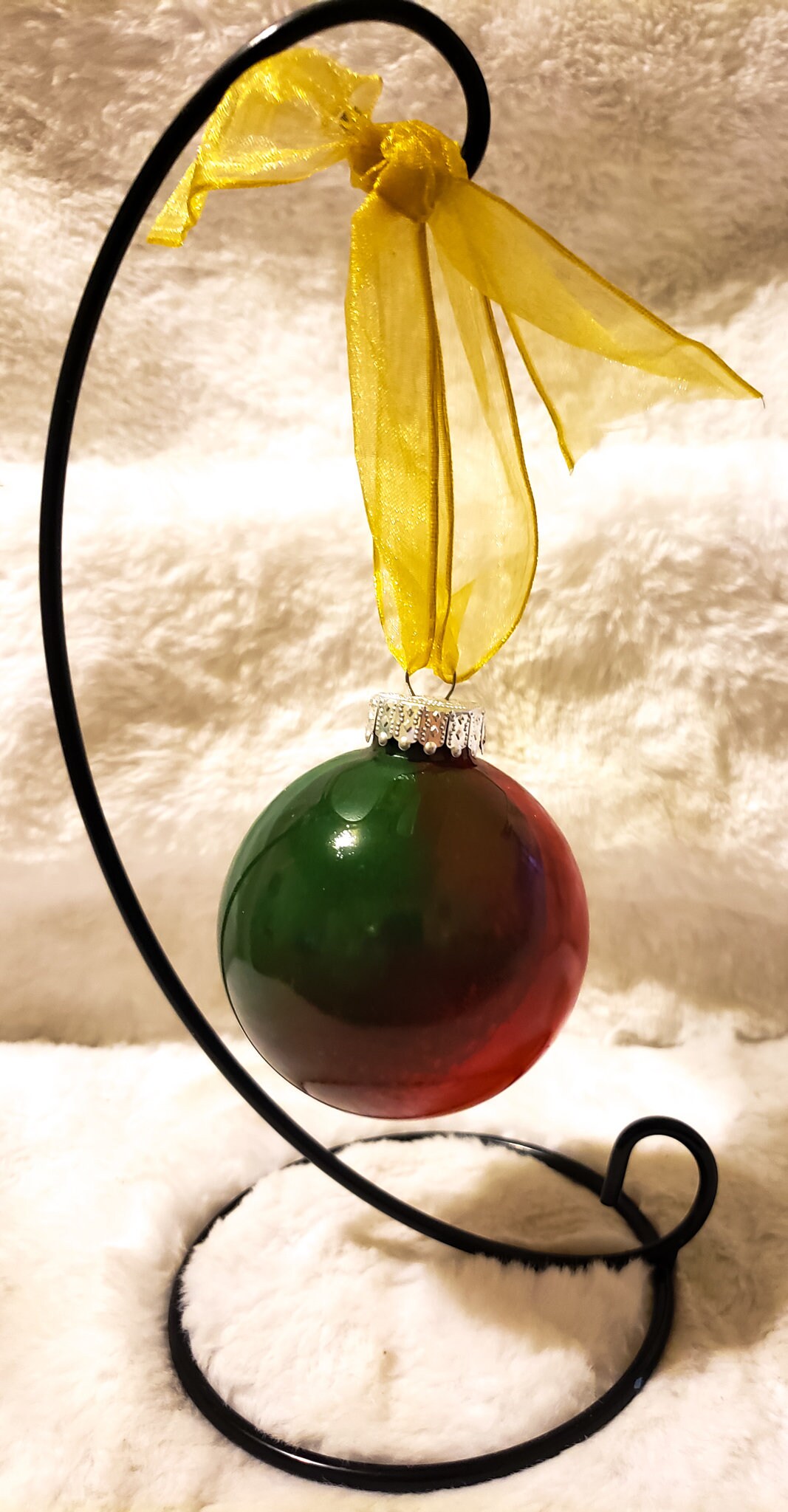 Red and Green Glass Christmas Ornament/bulb With Gold Ribbon Etsy UK