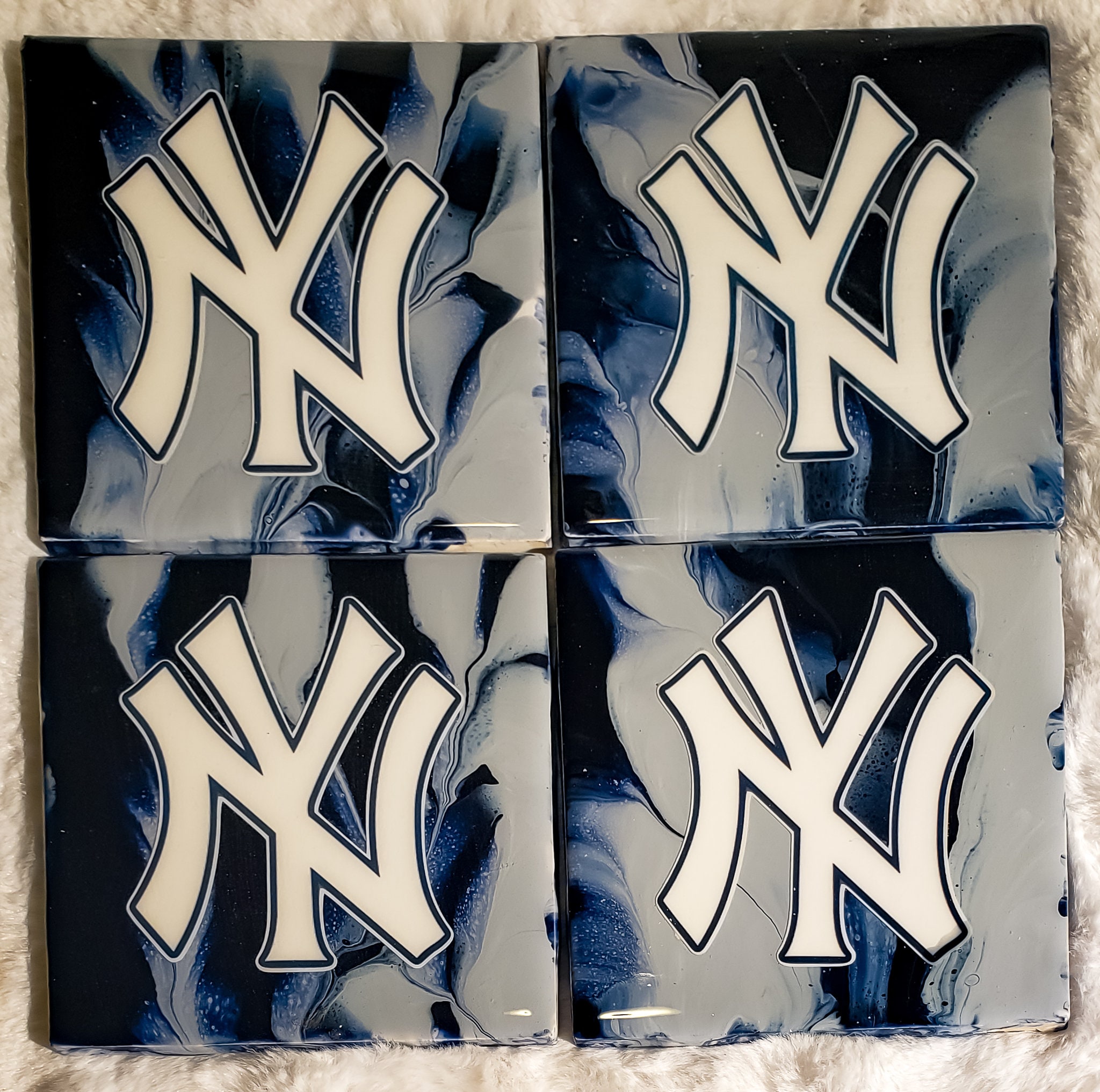 Yankee Coasters New York Yankees Resin Coasters Baseball Fan Etsy