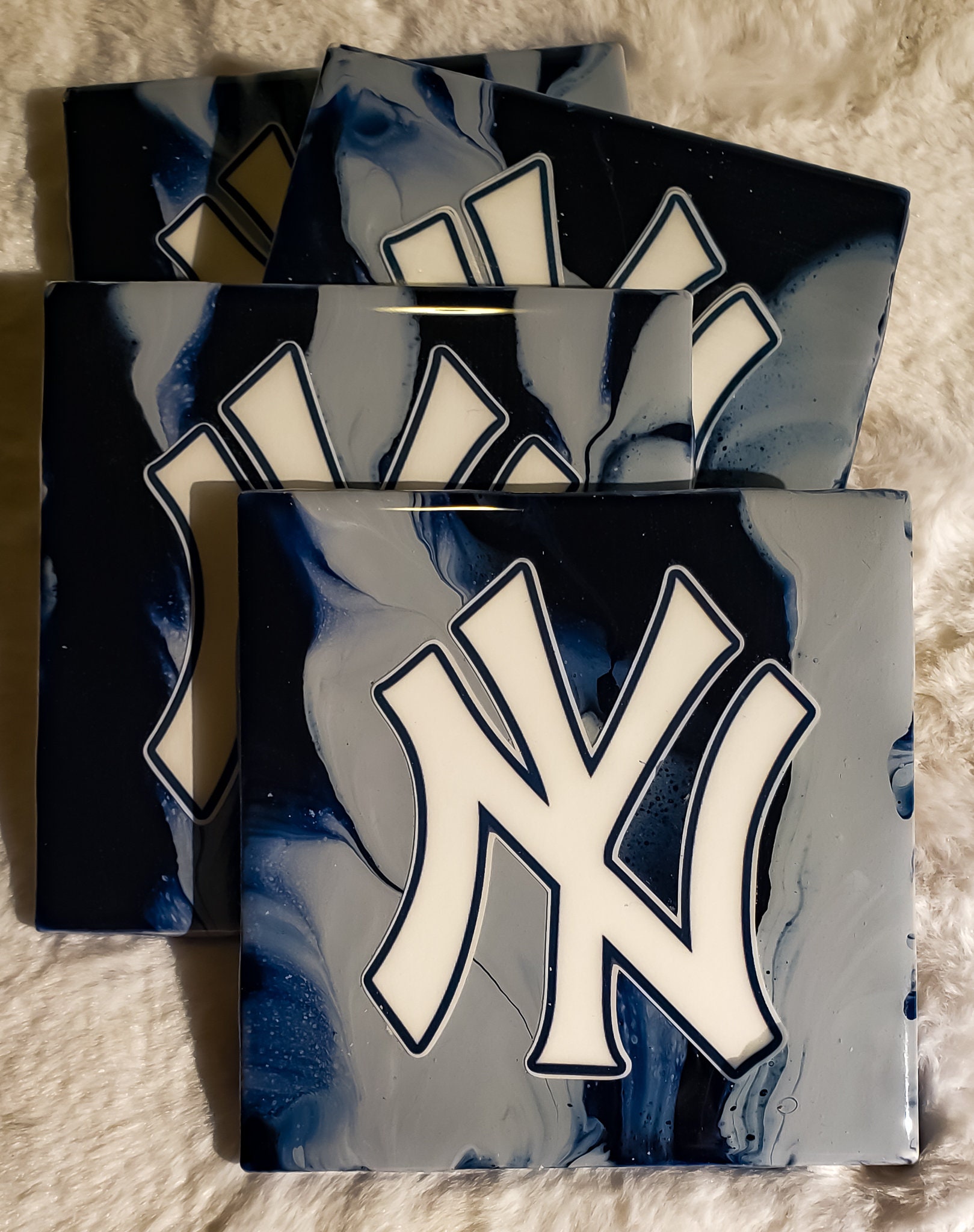 Yankee Coasters New York Yankees Resin Coasters Baseball Fan Etsy