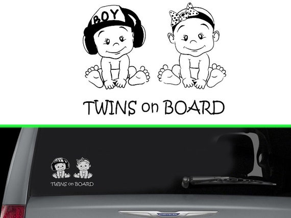 TWINS ON BOARD Car Window Sticker Decal