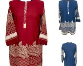 Women Indian Pakistani Kurti Kurta Dress Light Soft Khaddar Embroidered Designer Tunic Tops
