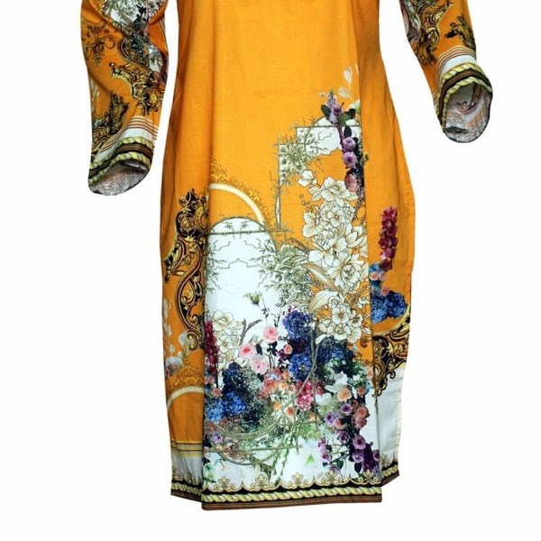 Kurti Kurta Cotton Digital Print Women Indian  Tunic Tops Shirt Ethnic Pakistani Dress SF95