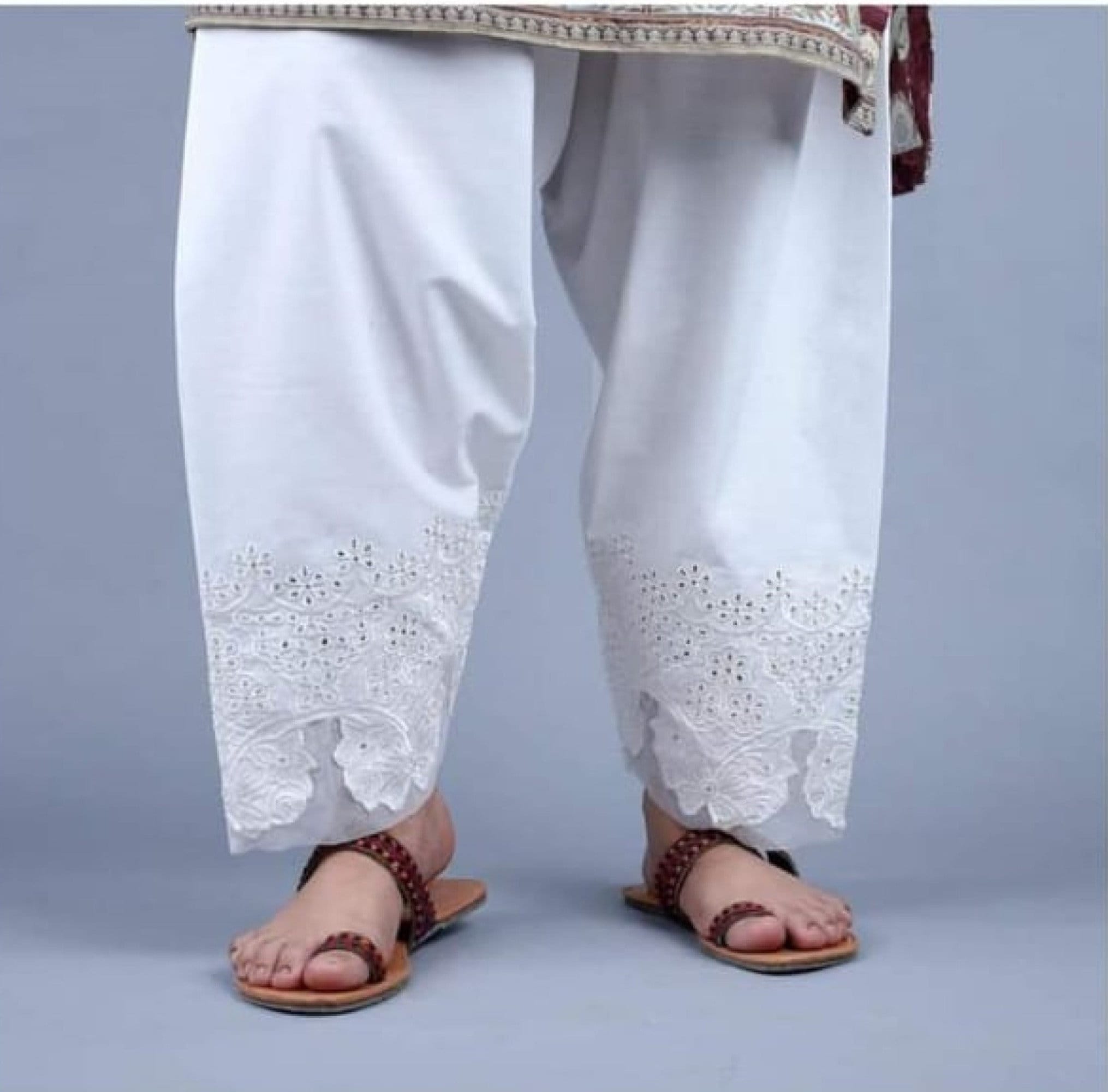 Ladies Pakistani Indian Trousers White Pants Shalwar Salwar Cotton With  Full Embroidery,pure Cotton Relaxed-fit SF104 -  Canada