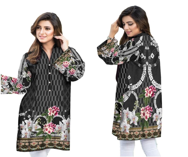 Women Indian Pakistani Kurti Cotton Designer Digital Print Stitched Tunic Tops