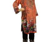 Women Indian Pakistani Kurta Kurti Cotton Embroidered Digital Print Tunic Top DI