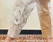 Ladies Pakistani Indian Trousers Pants Shalwar Salwar Cotton with Embroidery, Loose Pure cotton relaxed-fitSF96