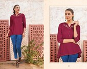 Women Indian Kurti Kurta Soft Rayon Embroidered Short Tunic Tops Shirt Ethnic Dress