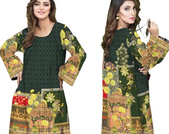 Women Indian Pakistani Kurti Kurta Cotton Designer Digital Print Tunic Tops