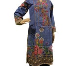 Ladies Indian Pakistani Kurta Kurti Cotton Embroidered Digital Print Tunic Top