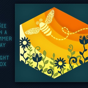 Spring Shadow Box SVG, 3D Flower and Bee, Papercut Spring Summer Scene, Cricut & Glowforge Cut Files, 3D Nature Spring Laser Cut
