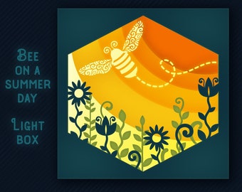 Spring Shadow Box SVG, 3D Flower and Bee, Papercut Spring Summer Scene, Cricut & Glowforge Cut Files, 3D Nature Spring Laser Cut