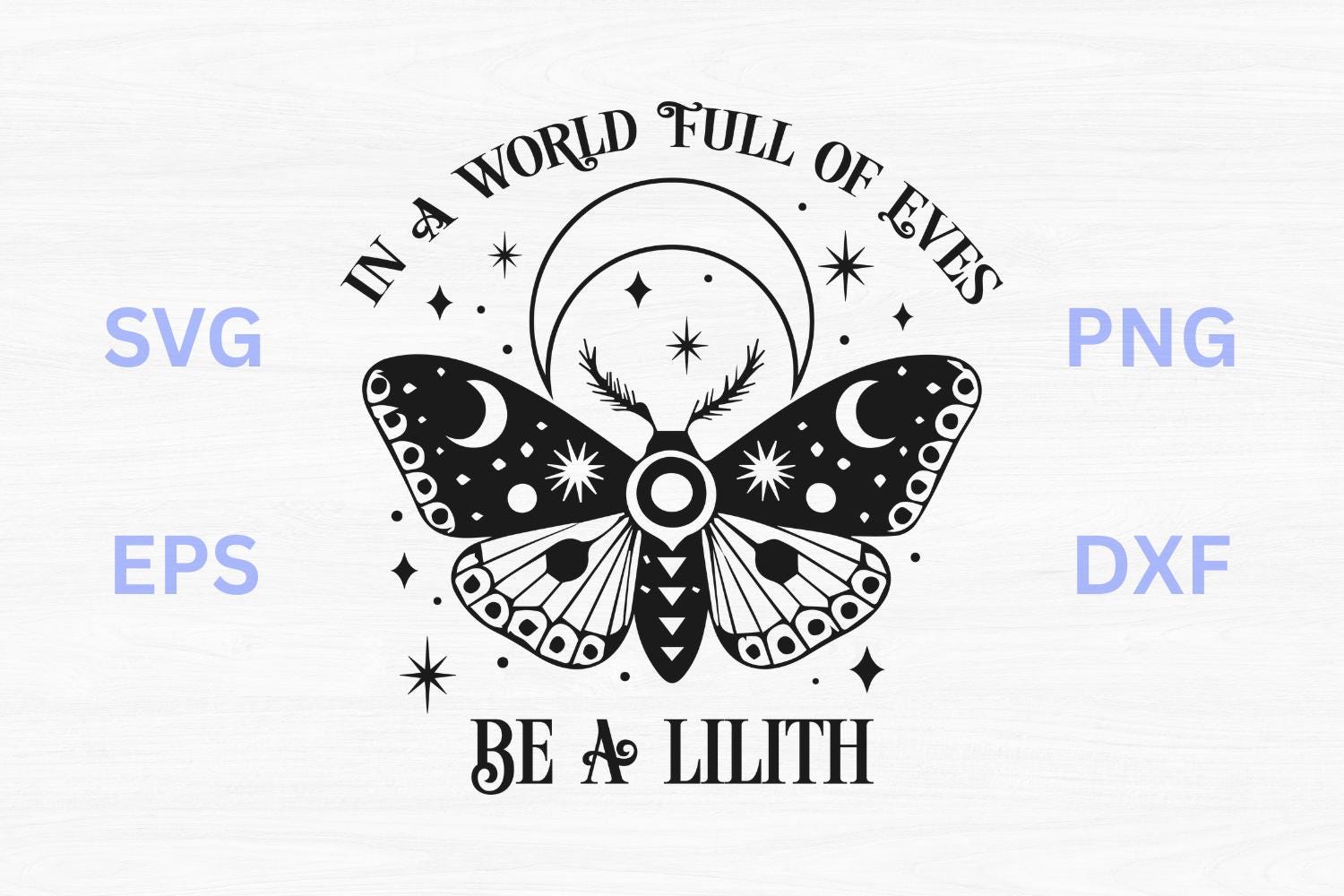 Witchy Lilith SVG: Butterfly, Moon & Stars Celestial Clipart (digital ...
