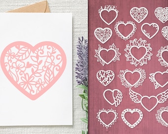 Laser Cut Heart Bundle, Papercut Heart SVG Bundle, Love Laser cut SVG, Laser Cut Valentine svg, Valentine Heart svg, Valentine Papercut SVG