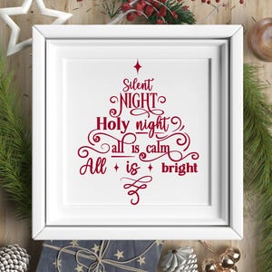 Stille Nacht Heilige Nacht, All is Calm, all is Bright Weihnachten SVG Zitat Ornament, Weihnachtsbaum Urlaub Zitat für Dekorationen, Stern SVG