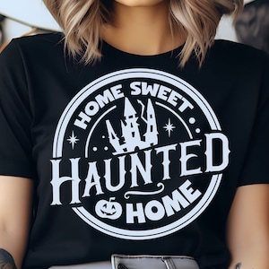 home sweet haunted home round Halloween SVG